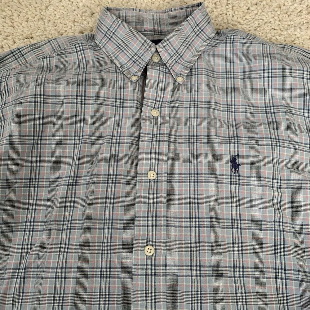 Vintage Ralph Lauren Shirt Mens Medium Plaid BLAIRE Preppy Classic Long Sleeve